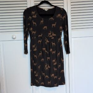 Boden Gray and Black Top with Brown Trim